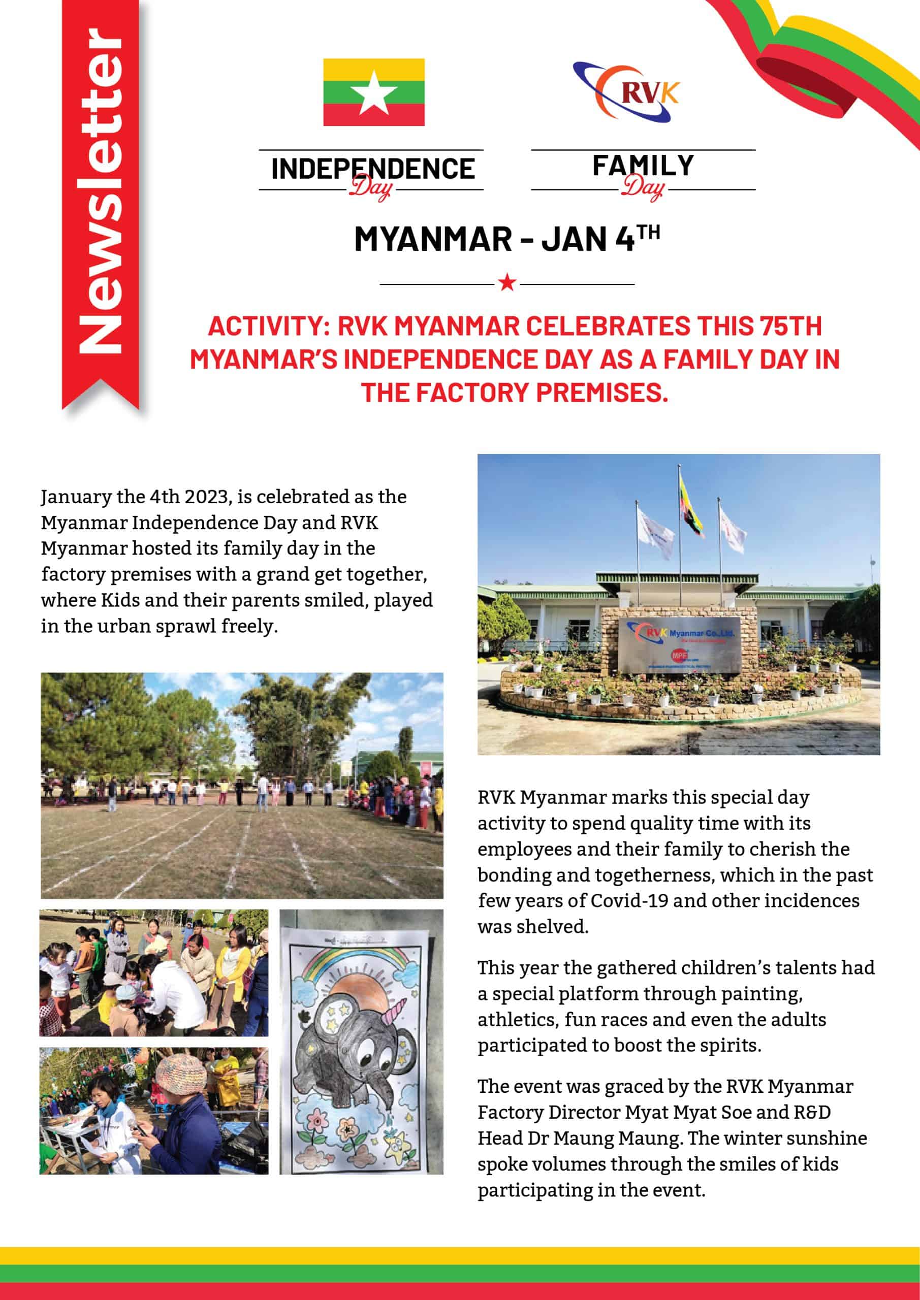 RVK MYANMAR CELEBRATES THIS 75TH MYANMAR’S INDEPENDENCE DAY AS A FAMILY DAY IN THE FACTORY PREMISES