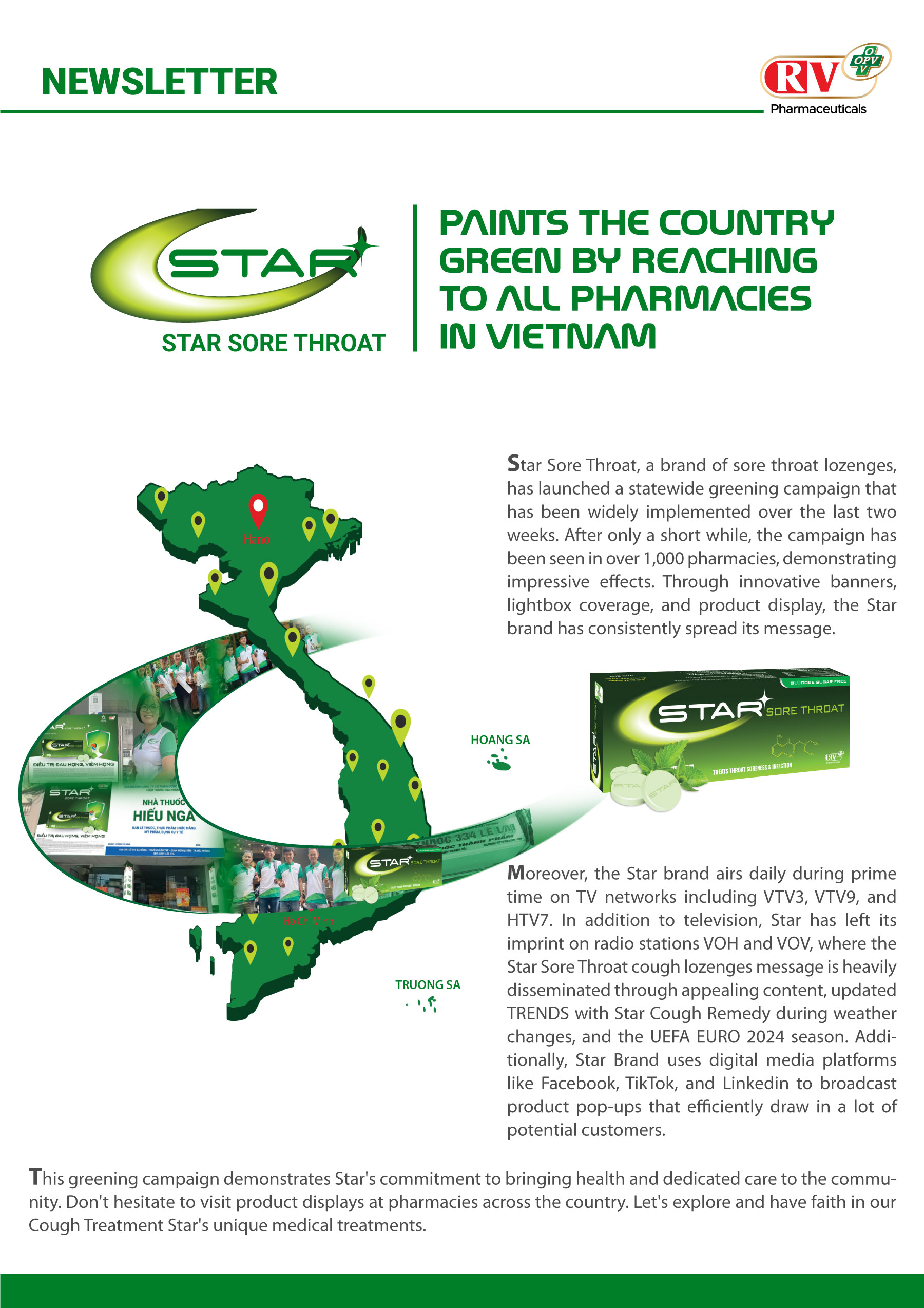 STAR SORE THROAT PAINTS THE COUNTRY GREEN BY REACHING TO ALL PHARMACIES IN VIETNAM