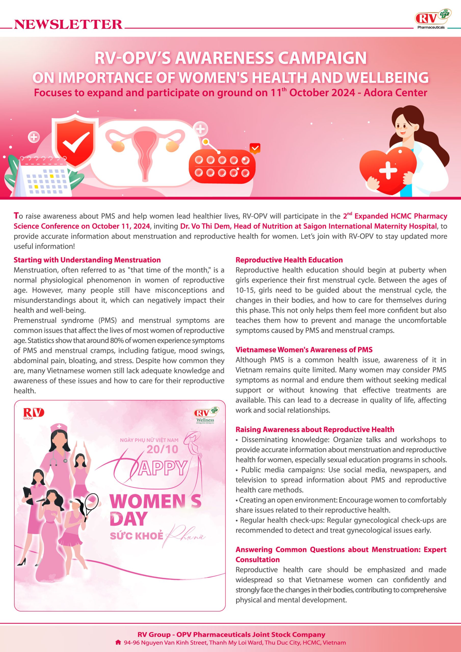 RV-OPV”s Awareness Campaign on Importance of Women’s Health and Wellbeing  Focuses to expand and participate on ground on 11th October 2024 – Adora Center