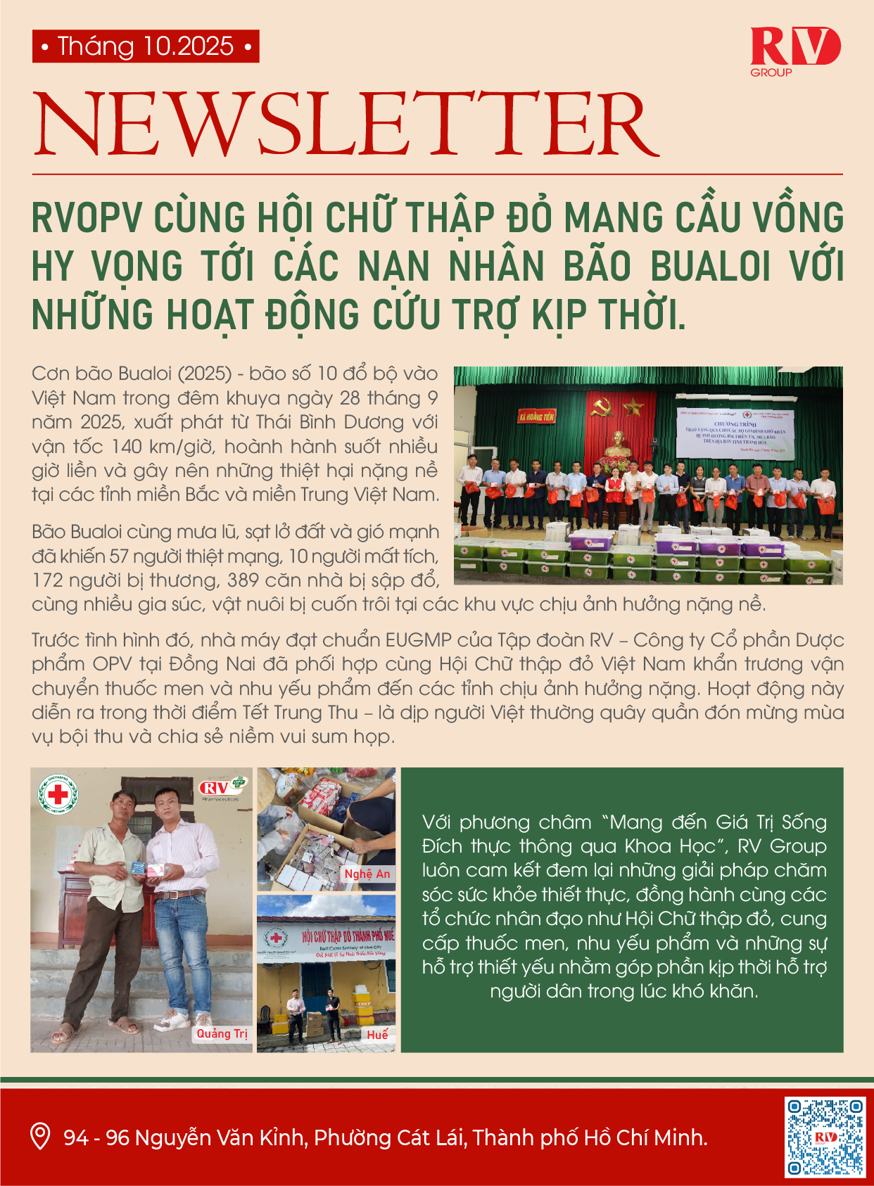 RVOPV Cùng Hội Chữ Thập Đỏ Mang Cầu Vồng, Hy Vọng Tới Các Nạn Nhân Bão Bualoi Với Những Hoạt Động Cứu Trợ Kịp Thời
